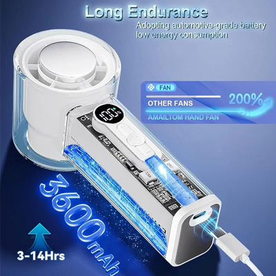 Handheld Digital Display Charging Fan with Light