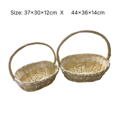 Gift Bamboo Hamper Basket Oval shape 2pcs set