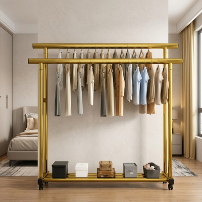 Double Pole Pulley Coat Rack Steel Hanger Durable