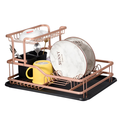2 Layer Kitchen Stainless Steel Dish Rack gold
