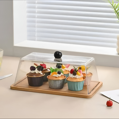 Rectangular Cake Tray with transparent lid
