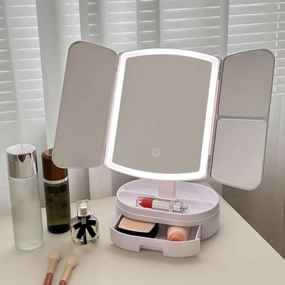 Lighted Makeup Vanity Mirror With Cosmetic Drawer