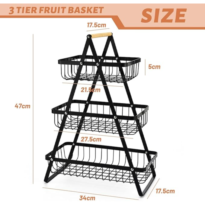 Metal Fruit Basket 3 Tier