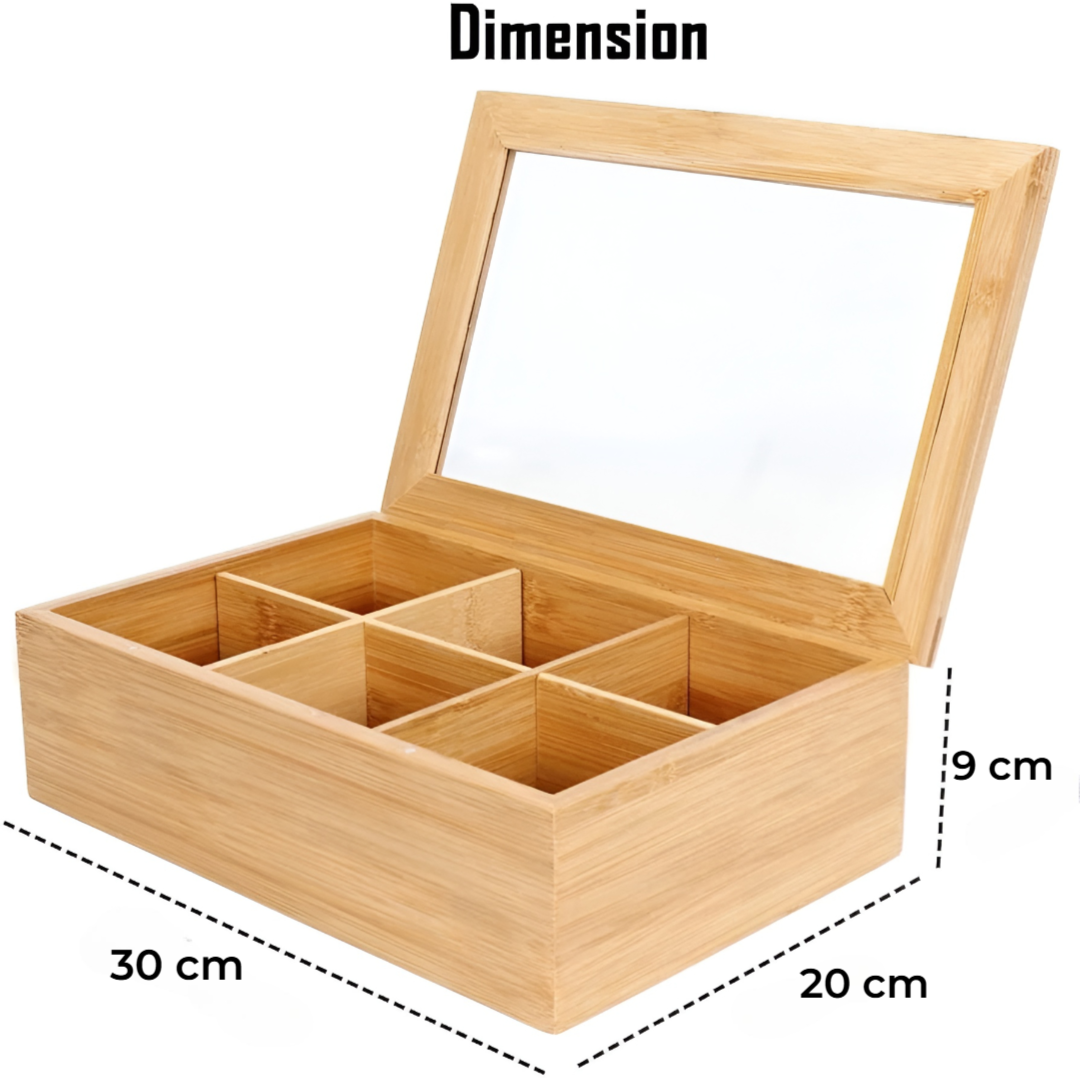 Bamboo Storage Box Tea Box 6 Slots