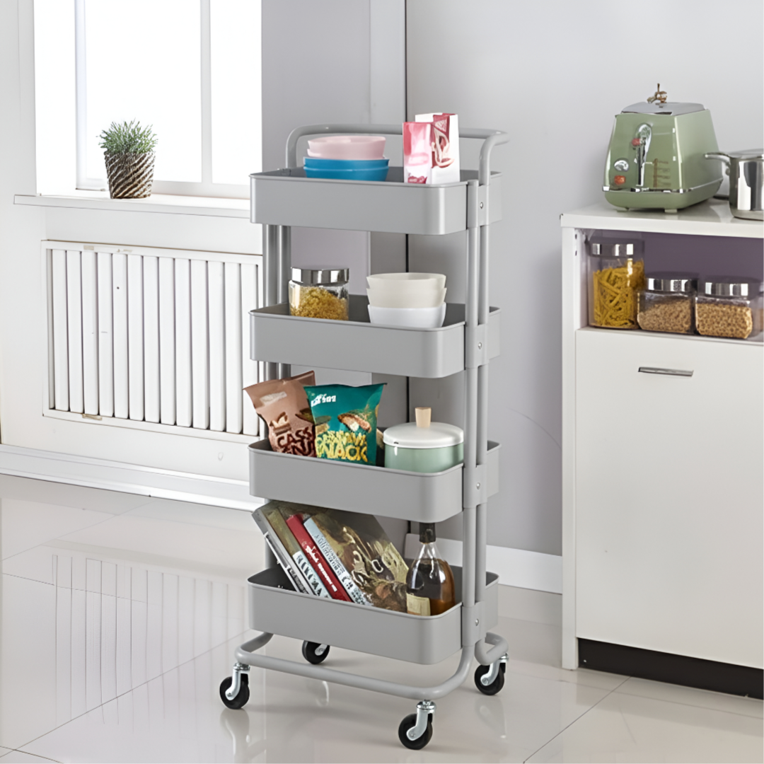 4 Layer Storage Trolley Rack Metal