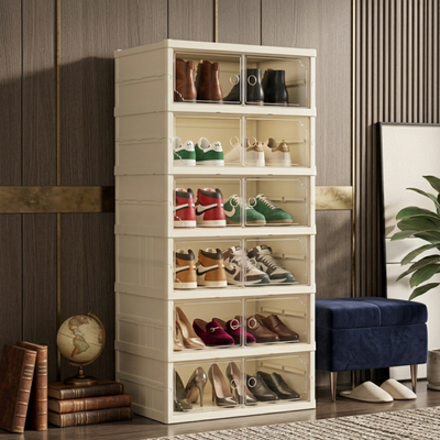 Telescopic Foldable Shoe Cabinet 2 Column 6 Layer