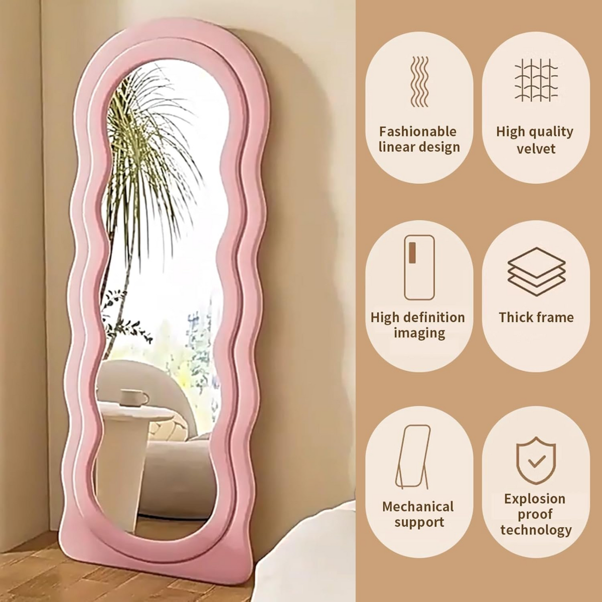 Irregular Wavy Shape Full Length Mirror