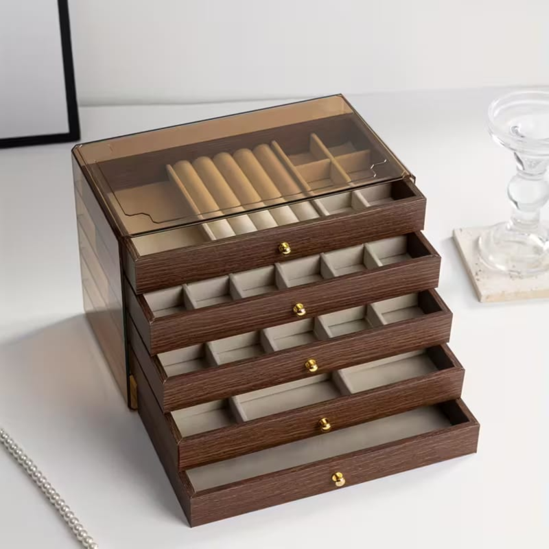 Wooden Jewelry Box Organizer 5 Drawers