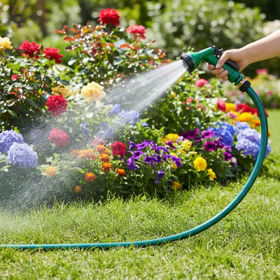 Flexible PVC Garden Hose Pipe with Gun Set 15 Meter