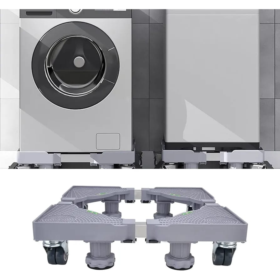 Washing Machine Adjustable Stand Base Shelf, Fridge Stand with Locking Wheels