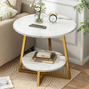 Side Table Round Shaped 2 Tier Alloy Steel Frame