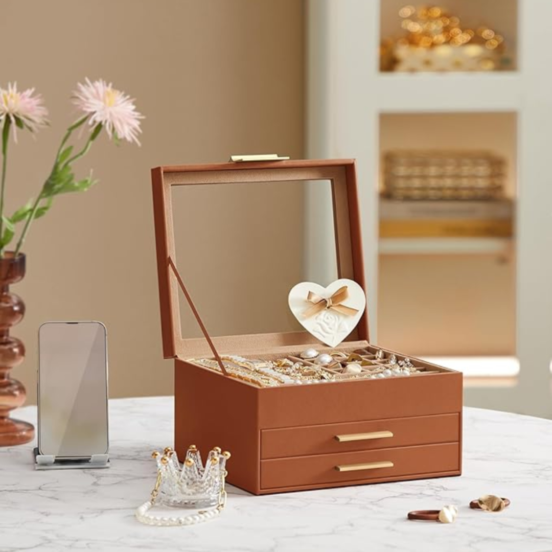 Jewelry Storage Box Organizer with 2 Drawers
