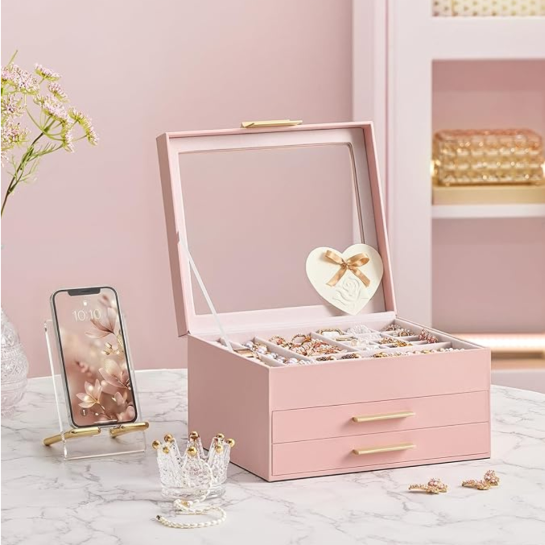 Jewelry Storage Box Organizer with 2 Drawers