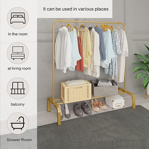 Multifunction Floor Stand Steel Iron Single Clothing Rack