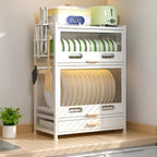 Kitchen Dish Organizer Cabinet with Drawer