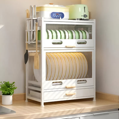 Kitchen Dish Organizer Cabinet with Drawer