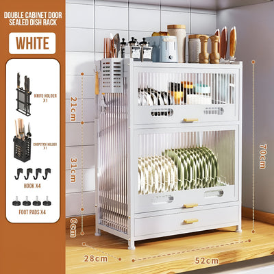 Kitchen Dish Organizer Cabinet with Drawer