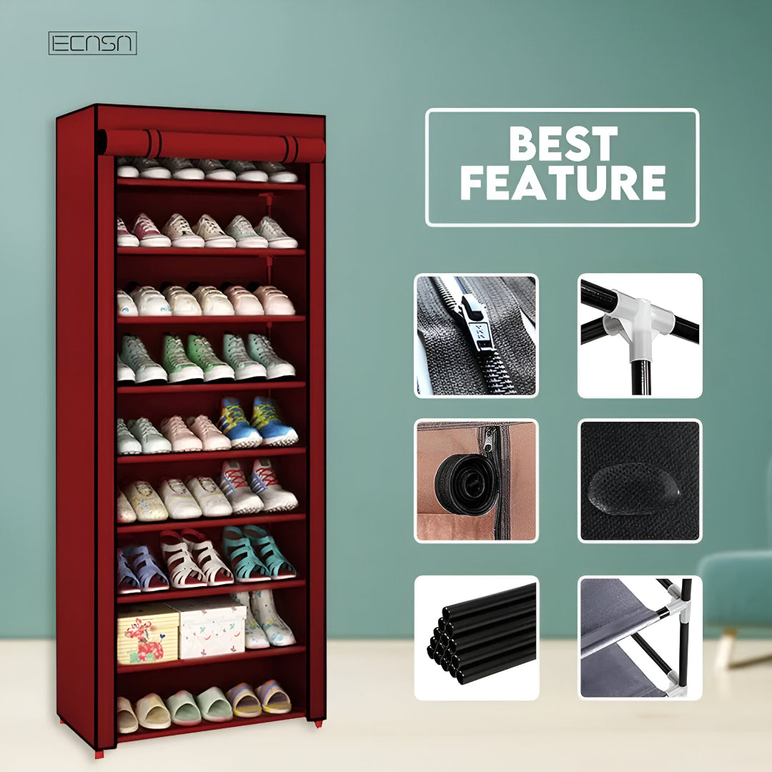 Zipper Shoe Rack 10 Layer